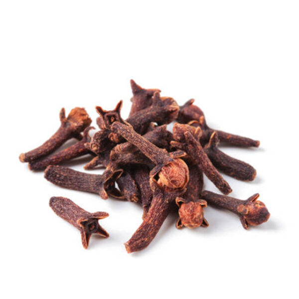 Handful of dried cloves isolated on white background